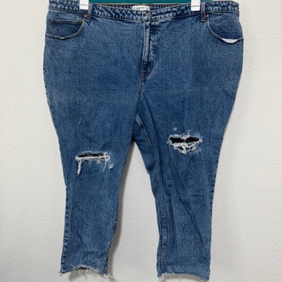 Abercrombie & Fitch The Skinny High Rise Blue Jeans Distressed Ripped S  37/24S‎ - Picture 1 of 10
